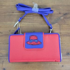 Red Hat Society Large Red Beaded Convertible Crossbody Clutch Wallet